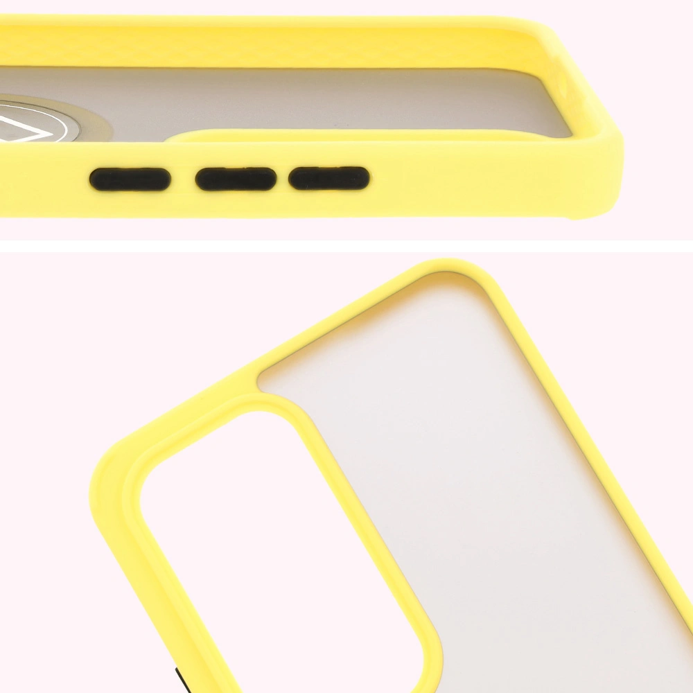 Kryt Bizon Case Hybrid Ring Oppo Reno 12 Pro smoky with a yellow frame