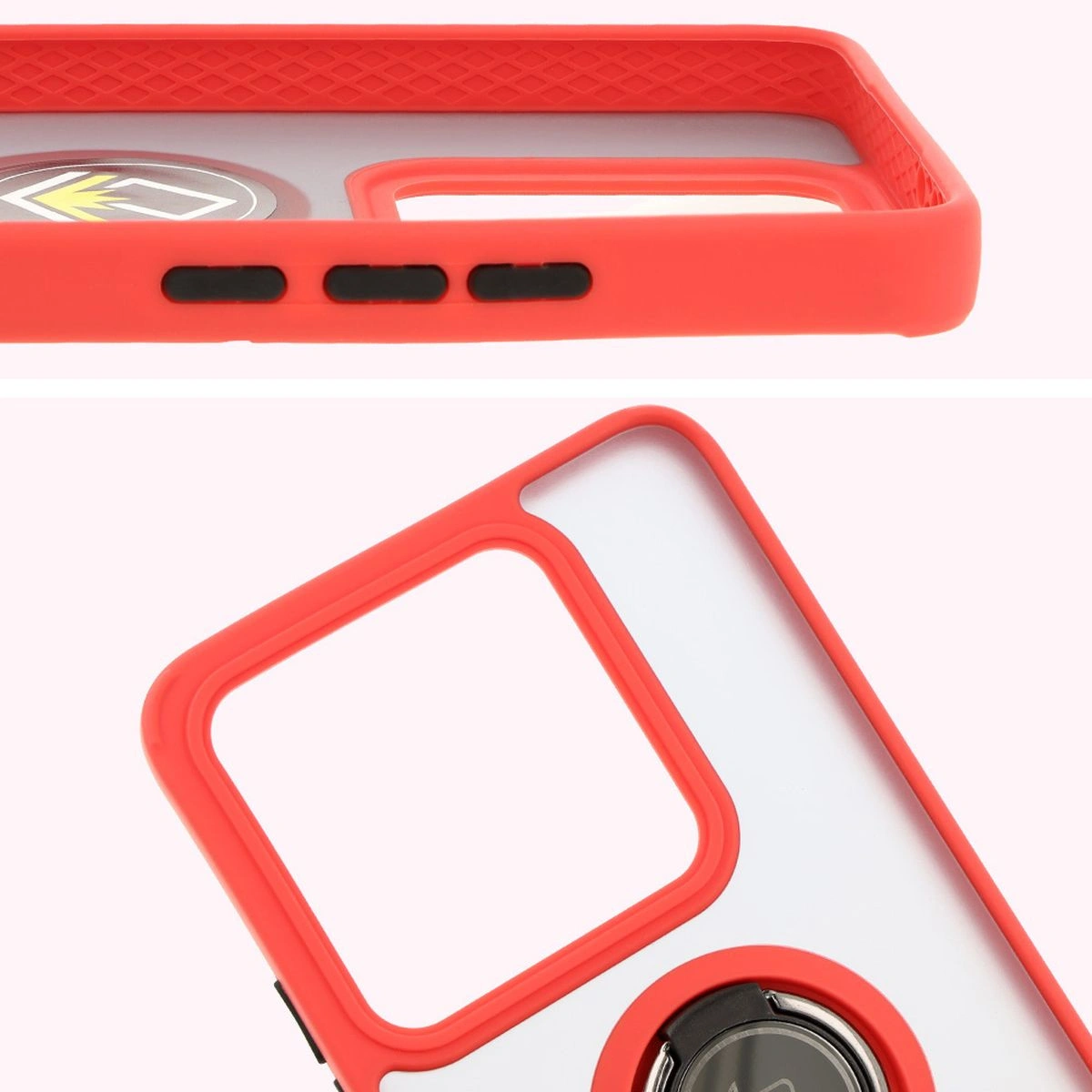 Kryt Bizon Case Hybrid Ring Xiaomi 14T smoky with a red frame