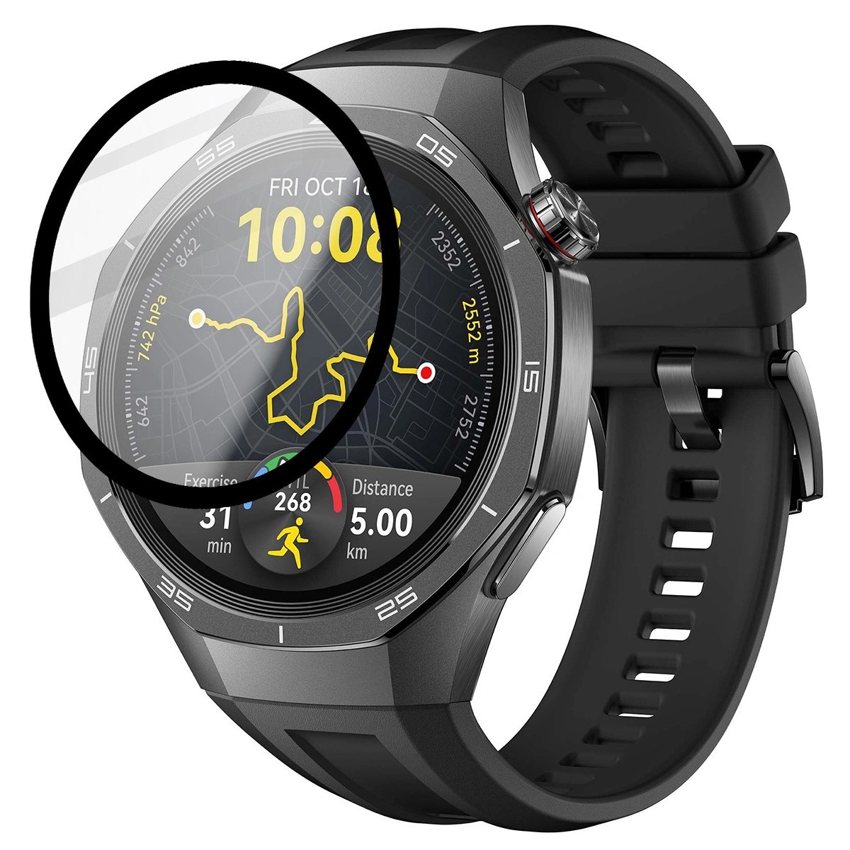 Ochranné sklo Bizon Glass Watch Edge Hybrid Huawei Watch GT 5 Pro 46 mm black
