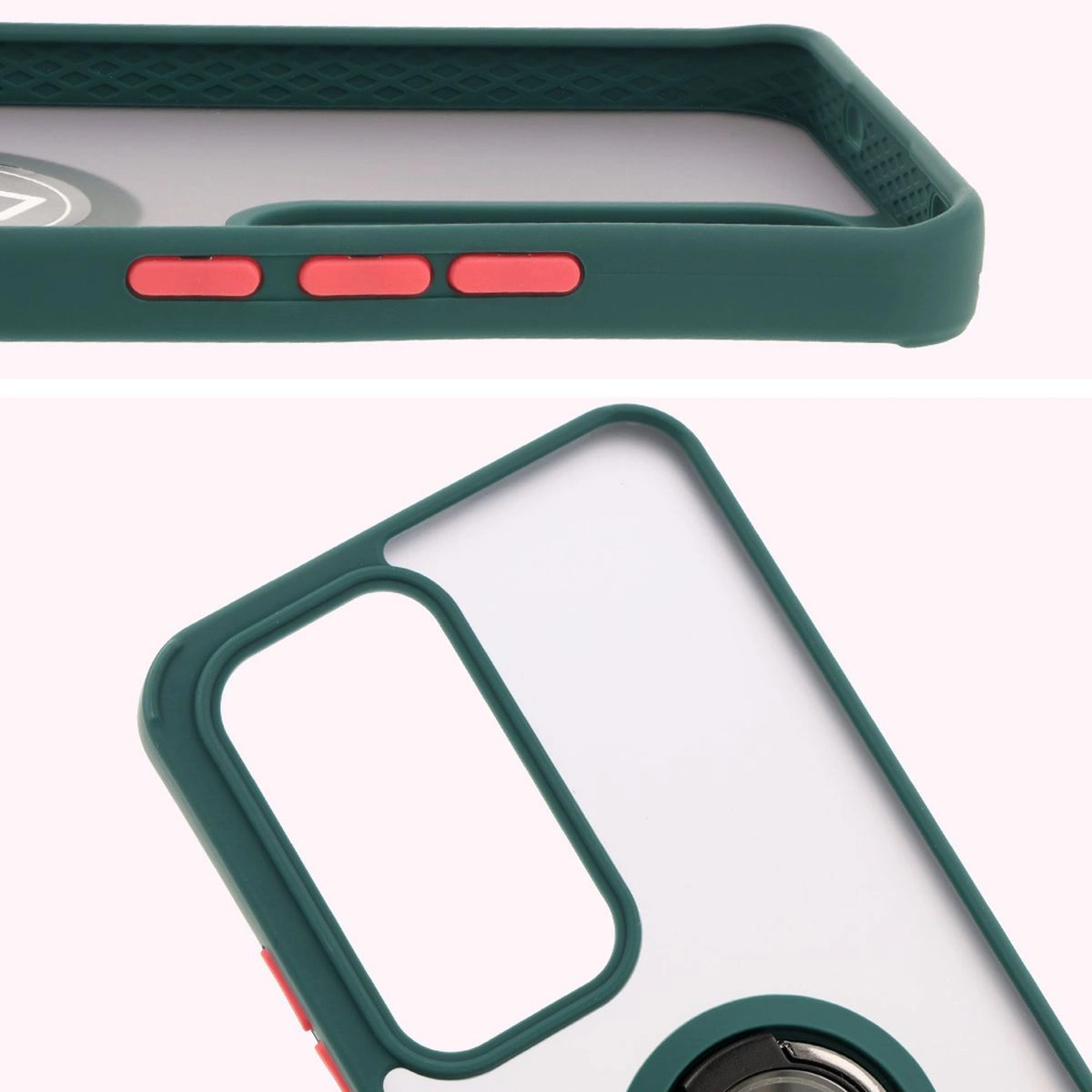 Kryt Bizon Case Hybrid Ring Oppo Reno 12 smoky with a dark green frame