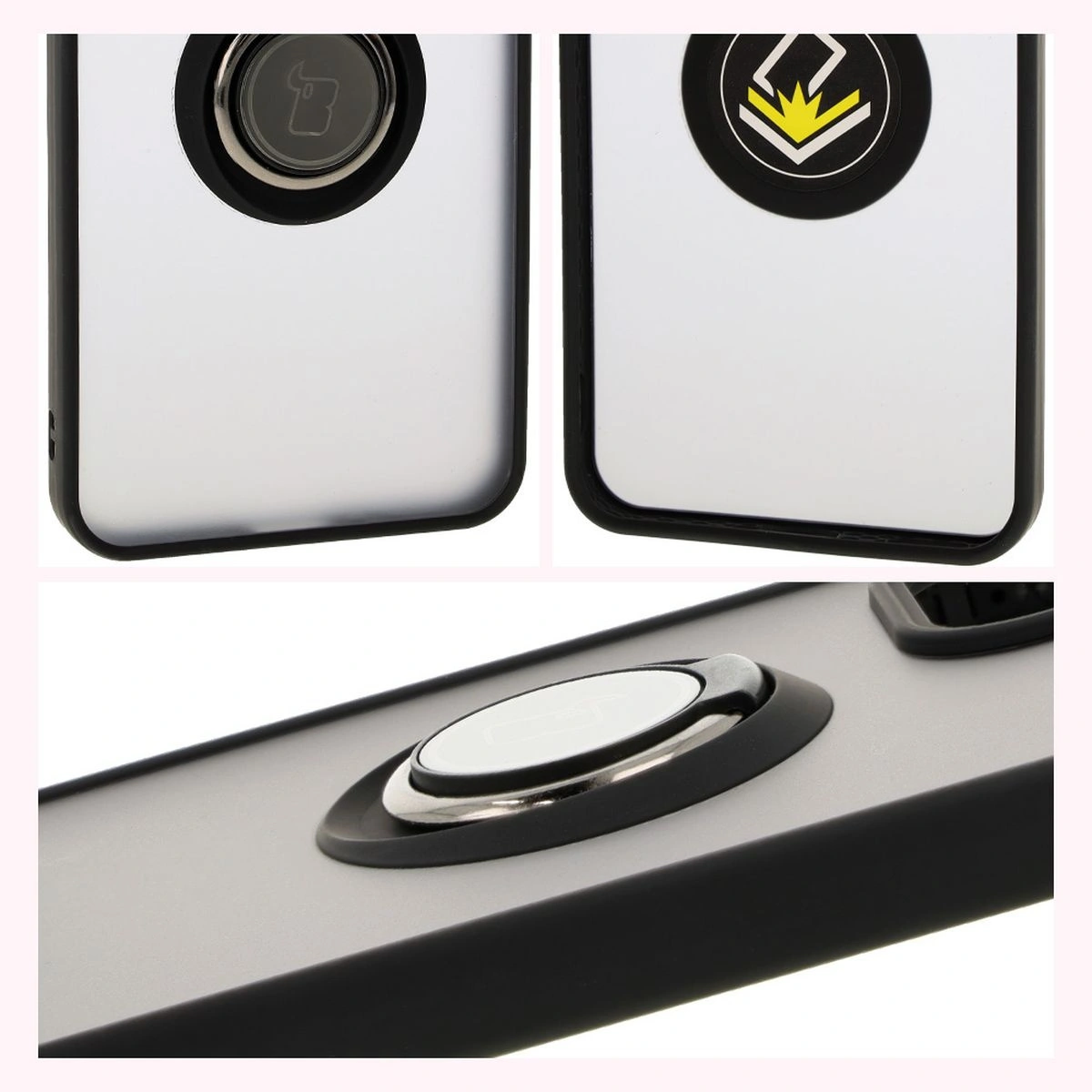 Kryt Bizon Case Hybrid Ring Oppo Reno 12 smoky with a black frame