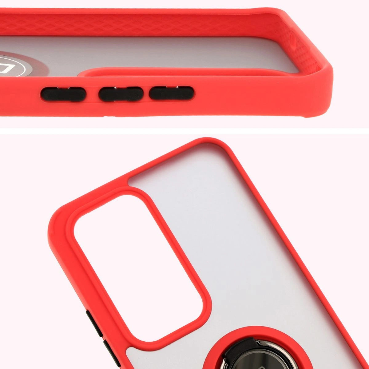 Kryt Bizon Case Hybrid Ring Oppo Reno 12 smoky with a red frame