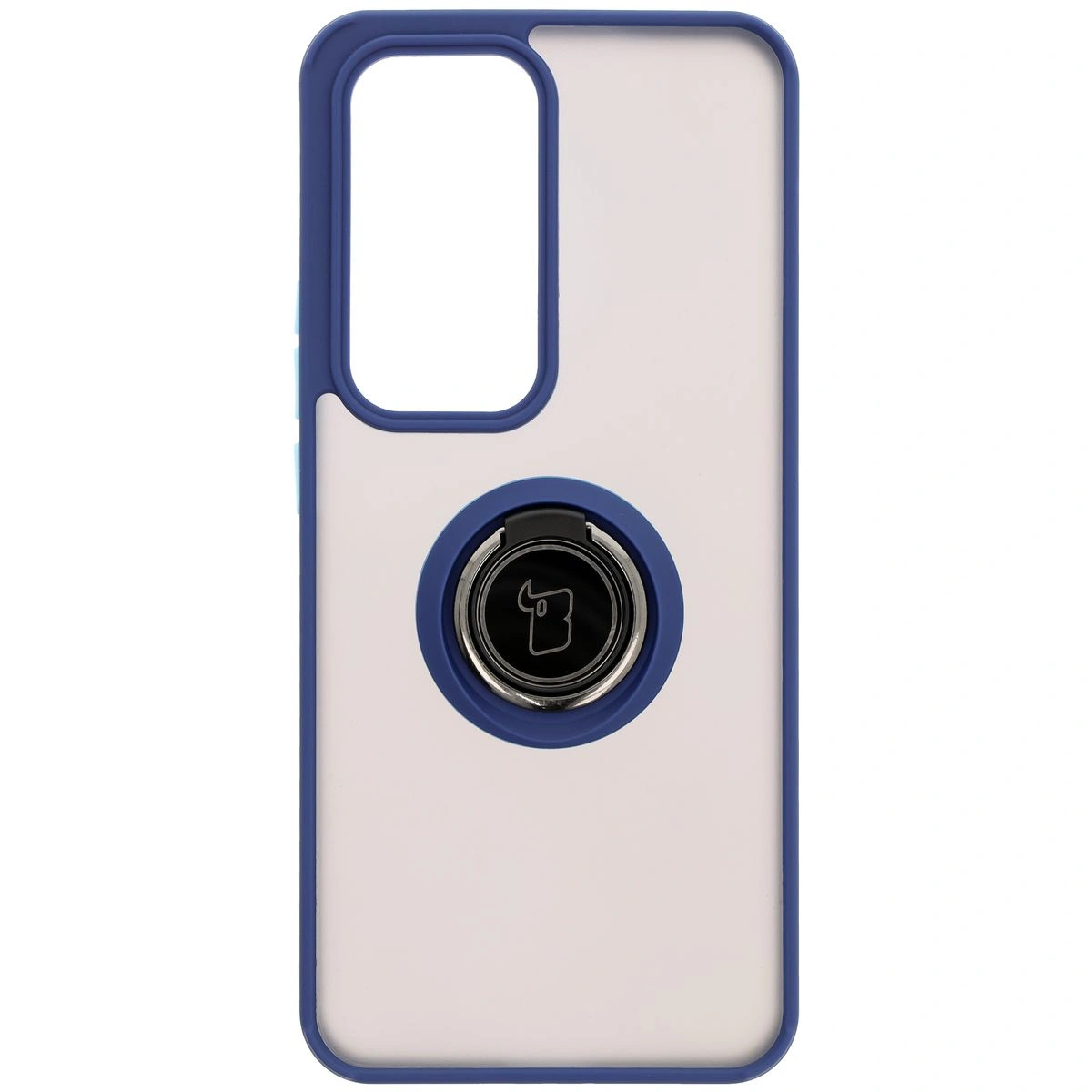 Kryt Bizon Case Hybrid Ring Oppo Reno 12 smoky with a navy blue frame