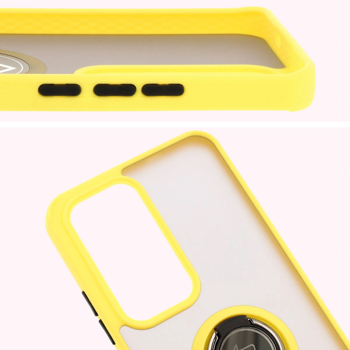 Kryt Bizon Case Hybrid Ring Oppo Reno 12 smoky with a yellow frame