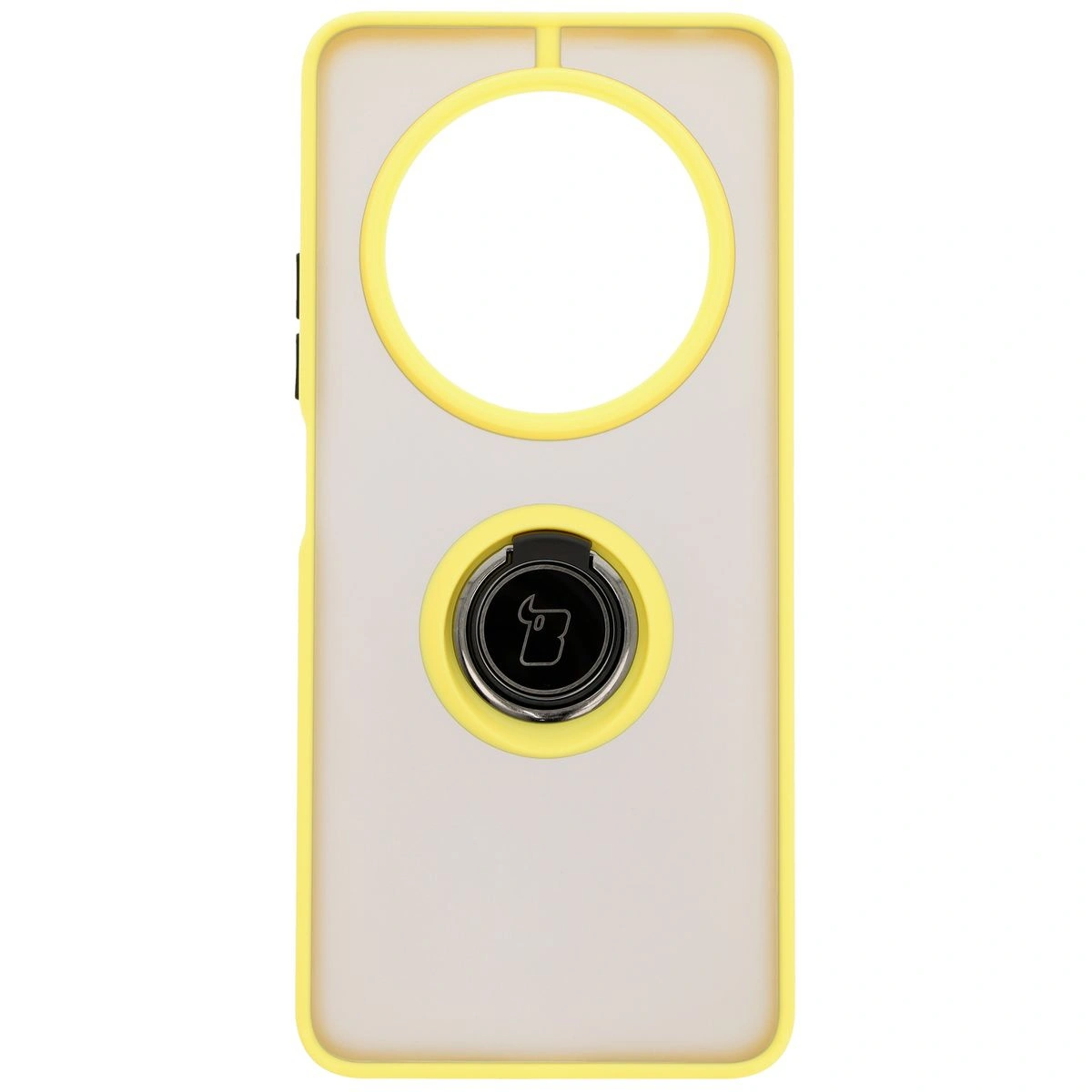 Kryt Bizon Case Hybrid Ring Xiaomi Redmi 14C 4G / POCO C75 smoky with a yellow frame
