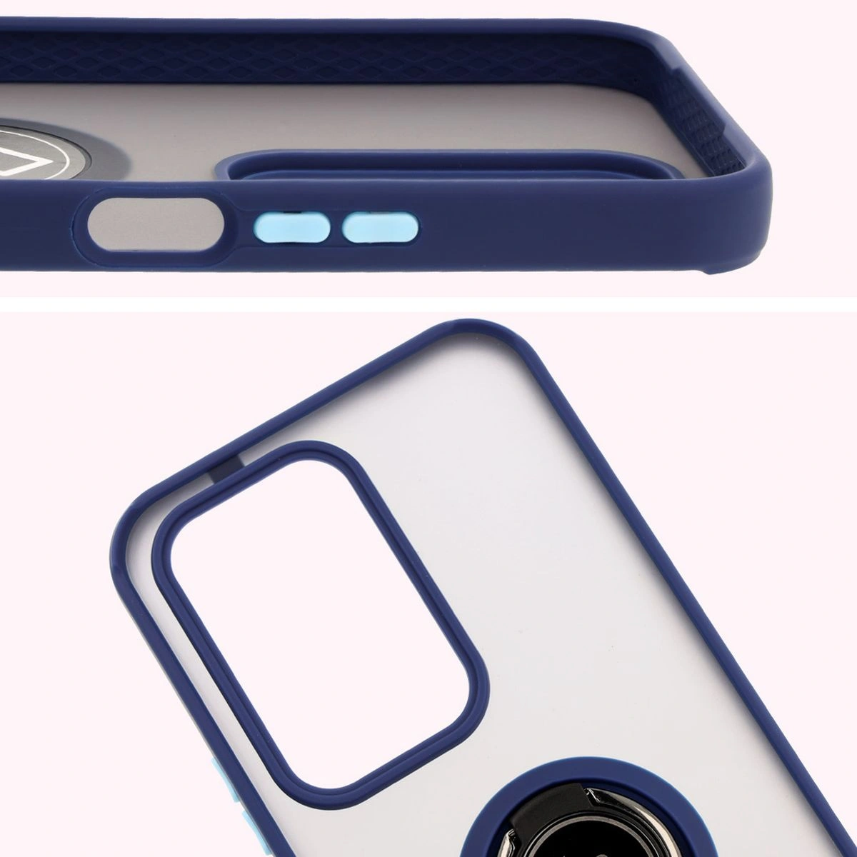 Kryt Bizon Case Hybrid Ring Honor 200 Lite smoky with a navy blue frame