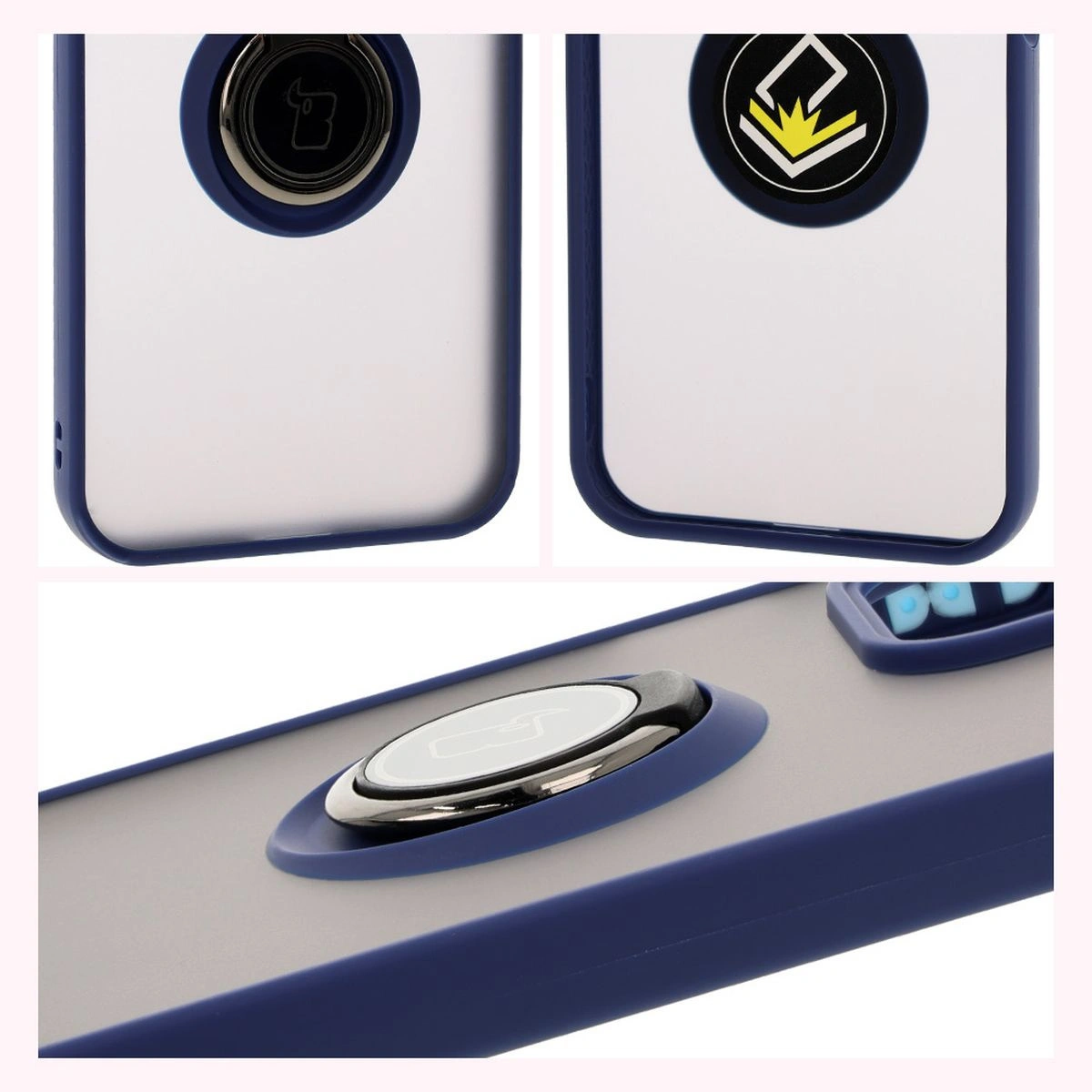 Kryt Bizon Case Hybrid Ring Honor 200 Lite smoky with a navy blue frame