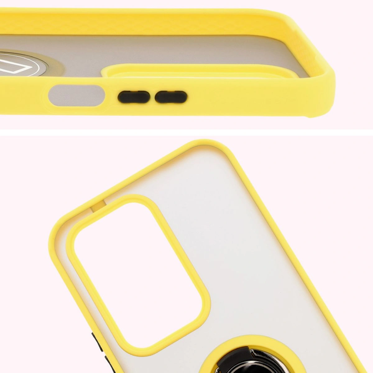 Kryt Bizon Case Hybrid Ring Honor 200 Lite smoky with a yellow frame