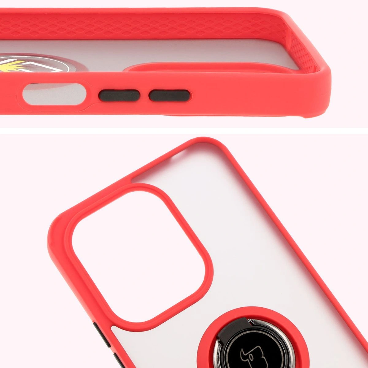 Kryt Bizon Case Hybrid Ring Xiaomi Redmi 13 4G smoky with a red frame