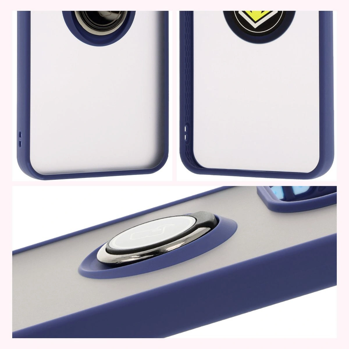 Kryt Bizon Case Hybrid Ring Xiaomi Redmi 13 4G smoky with a navy blue frame