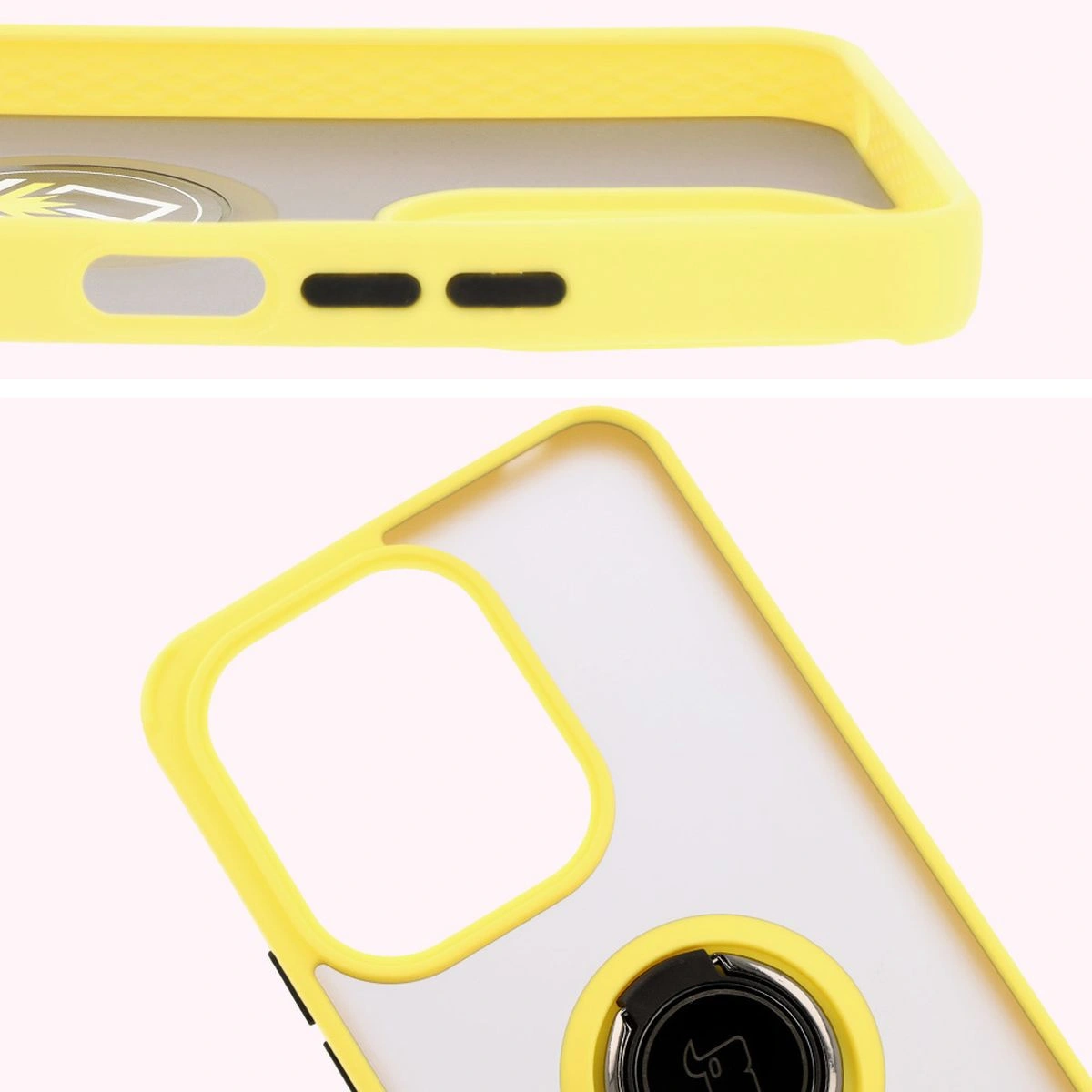 Kryt Bizon Case Hybrid Ring Xiaomi Redmi 13 4G smoky with a yellow frame