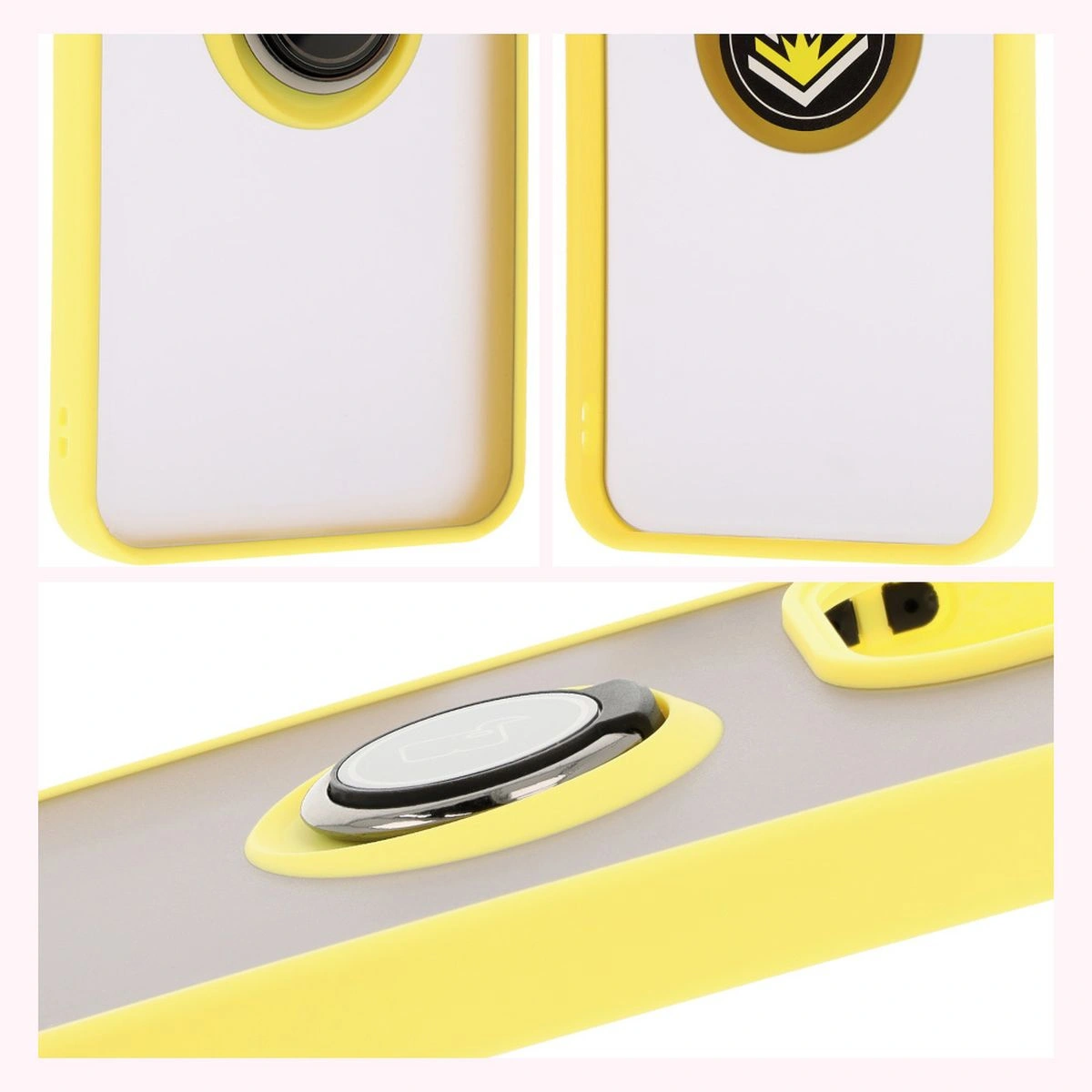 Kryt Bizon Case Hybrid Ring Xiaomi Redmi 13 4G smoky with a yellow frame