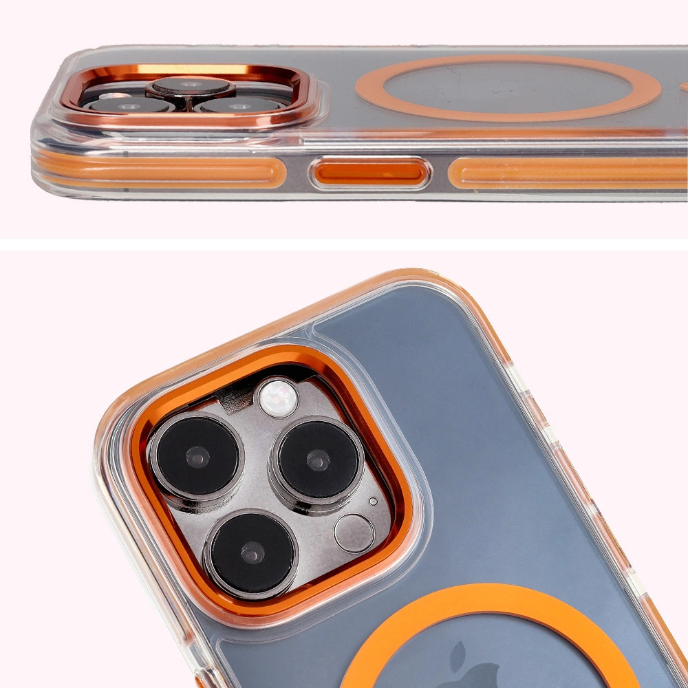 Kryt Bizon Case Marco Apple iPhone 15 Pro clear with orange frame