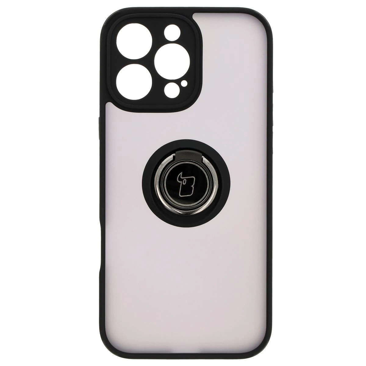 Kryt Bizon Case Hybrid Ring Apple iPhone 16 Pro Max smoky with a black frame