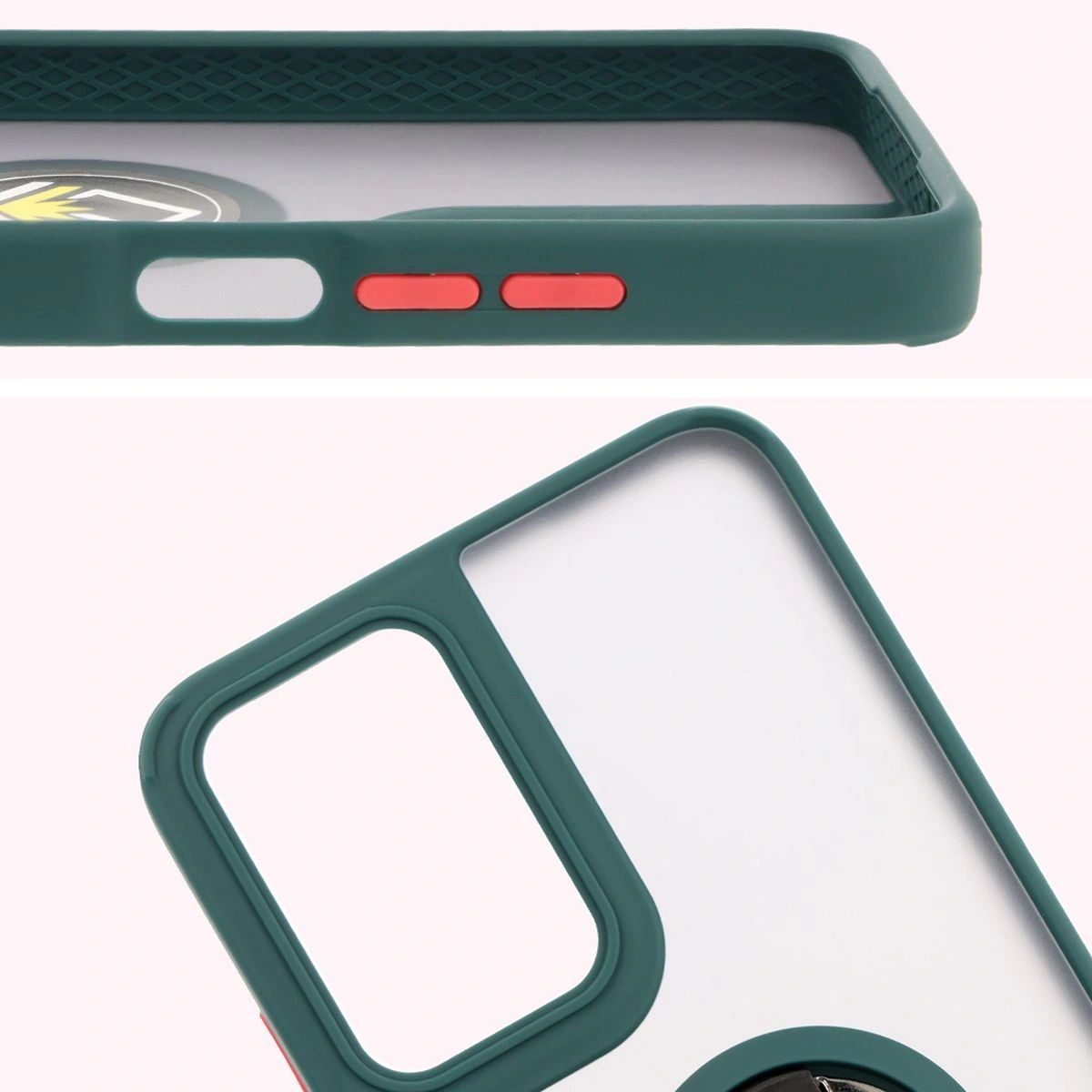 Kryt Bizon Case Hybrid Ring Motorola Moto G35 5G smoky with a dark green frame