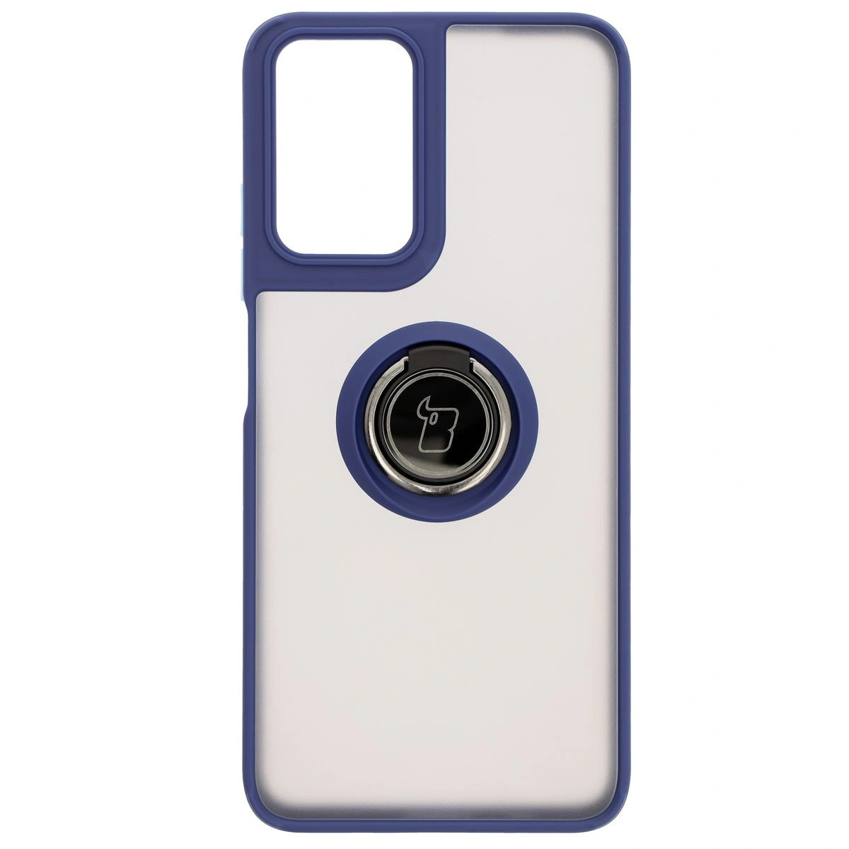 Kryt Bizon Case Hybrid Ring Motorola Moto G35 5G smoky with a navy blue frame