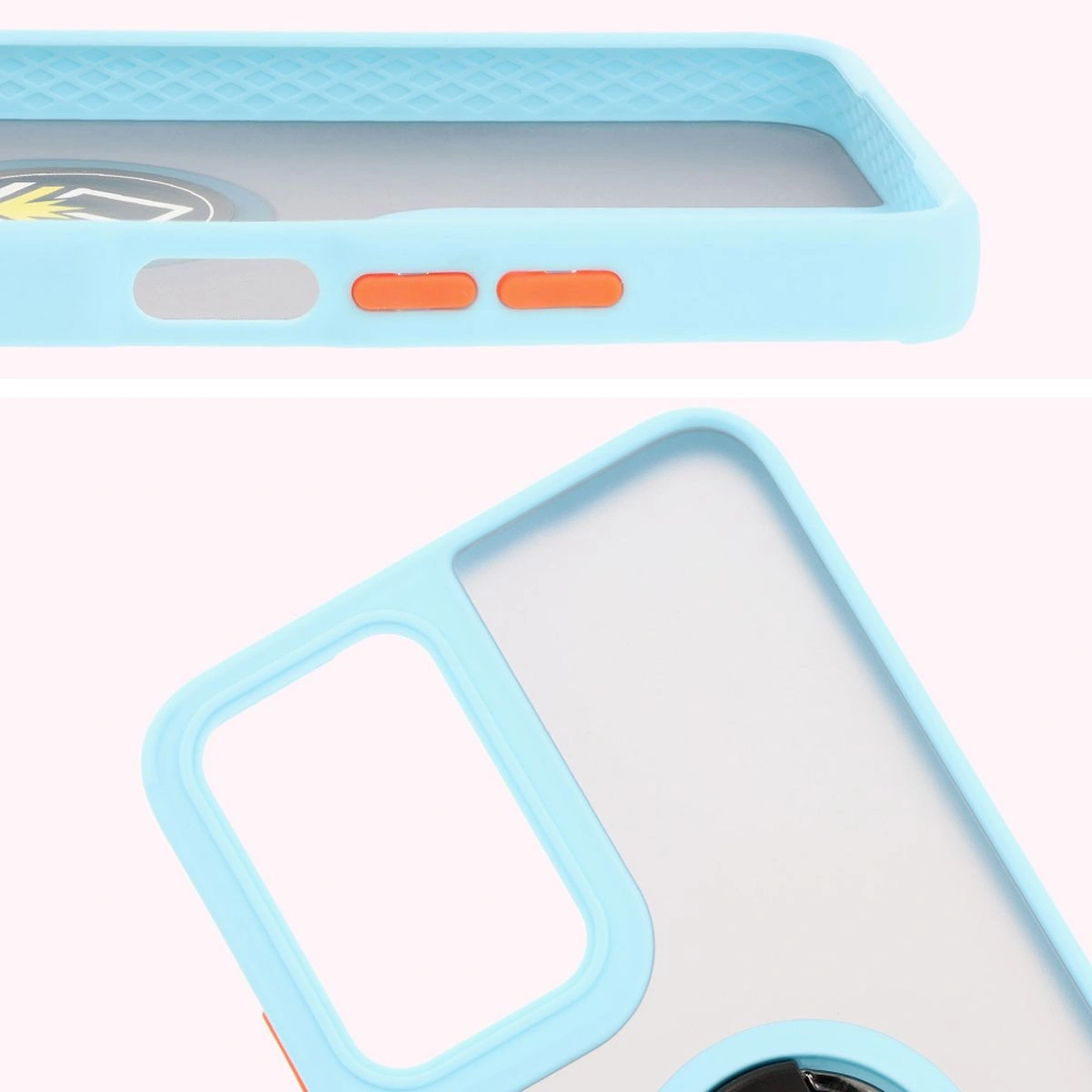 Kryt Bizon Case Hybrid Ring Motorola Moto G35 5G smoky with a light blue frame