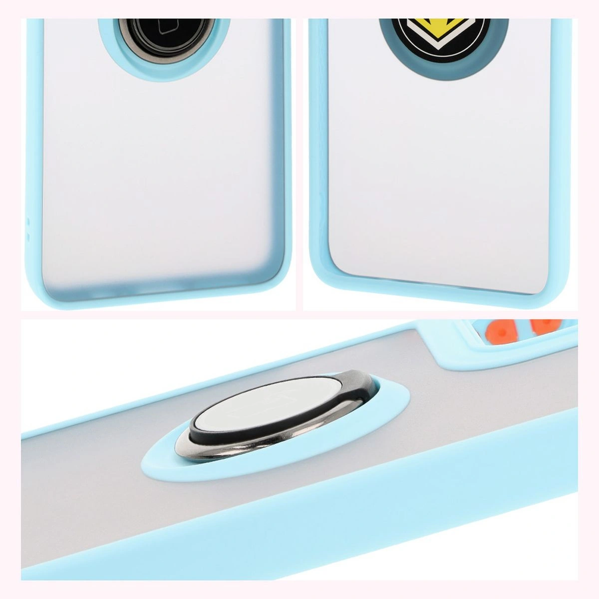 Kryt Bizon Case Hybrid Ring Motorola Moto G35 5G smoky with a light blue frame