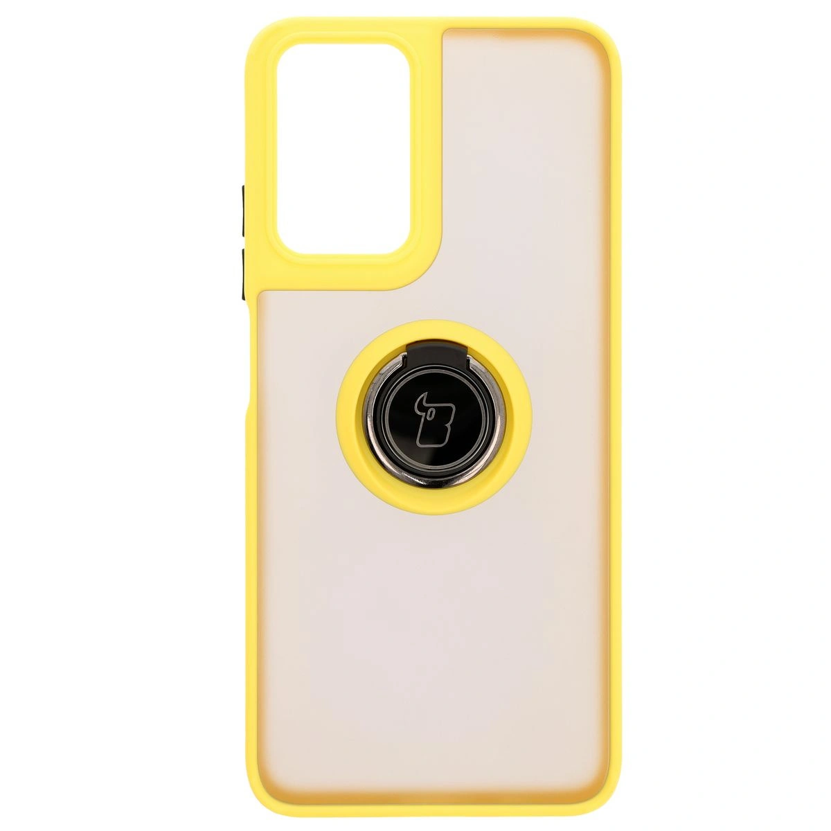 Kryt Bizon Case Hybrid Ring Motorola Moto G35 5G smoky with a yellow frame