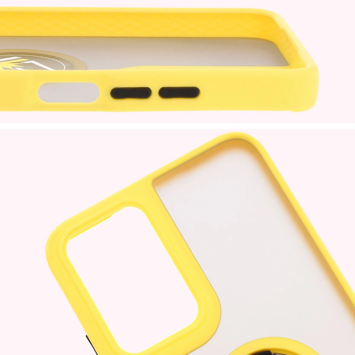 Kryt Bizon Case Hybrid Ring Motorola Moto G35 5G smoky with a yellow frame