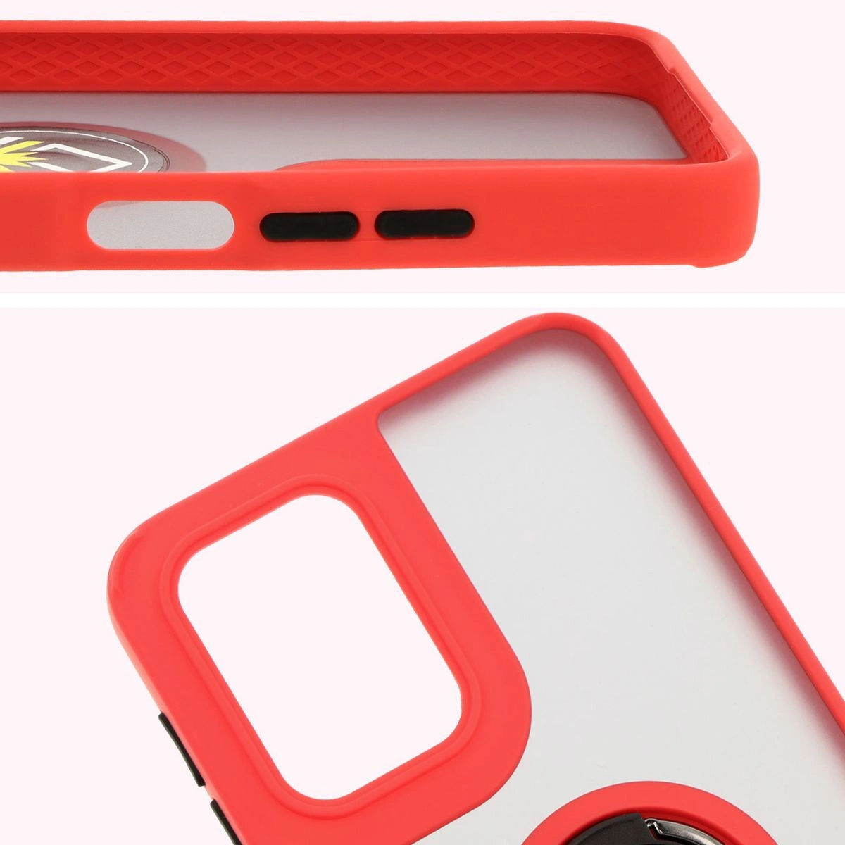 Kryt Bizon Case Hybrid Ring Motorola Moto G55 5G smoky with a red frame