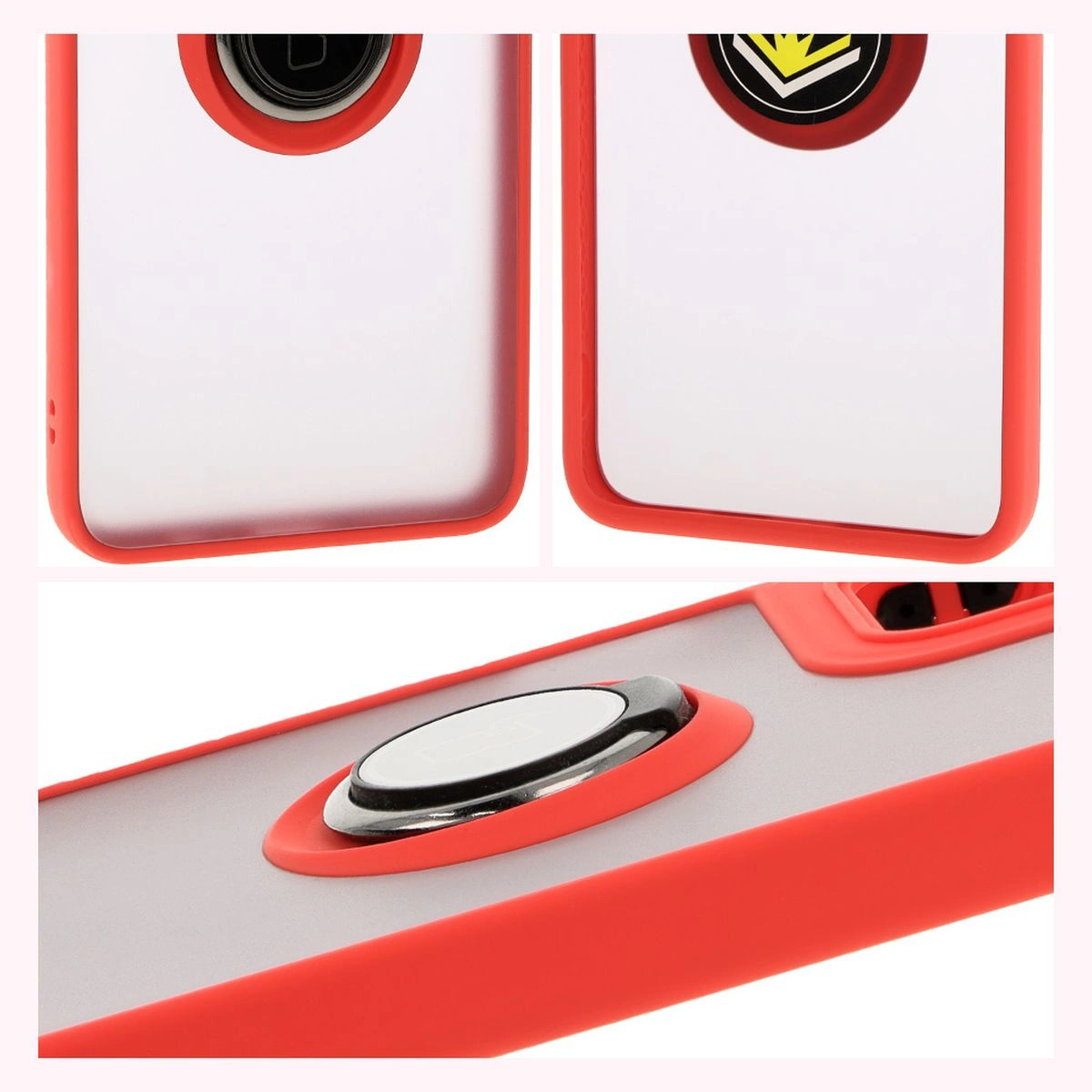 Kryt Bizon Case Hybrid Ring Motorola Moto G55 5G smoky with a red frame