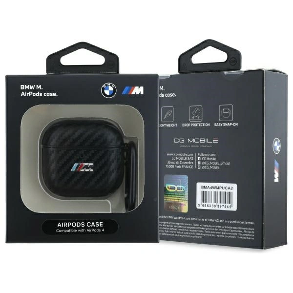 Kryt BMW BMA4CMPUCA Apple AirPods 4 cover PU Carbon M Collection black