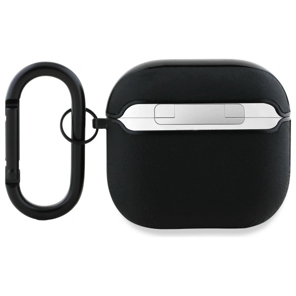 Kryt BMW BMA4SSLBK Apple AirPods 4 cover Geniune Leather Silver Logo black