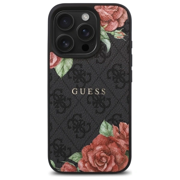 Kryt Guess GUHMP16LP4ROPEMCK Apple iPhone 16 Pro hardcase 4G Flowers Print MagSafe black
