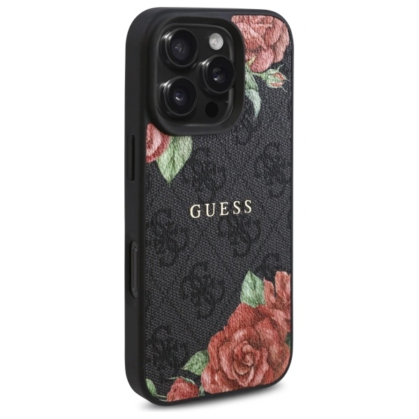 Kryt Guess GUHMP16LP4ROPEMCK Apple iPhone 16 Pro hardcase 4G Flowers Print MagSafe black