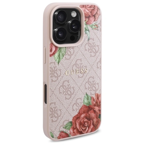 Kryt Guess GUHMP16LP4ROPEMCP Apple iPhone 16 Pro hardcase 4G Flowers Print MagSafe pink