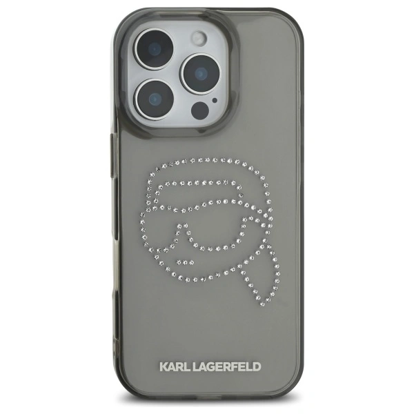 Kryt Karl Lagerfeld KLHCP16XHKHDCELK Apple iPhone 16 Pro Max hardcase IML Rhinestones Karl Head black