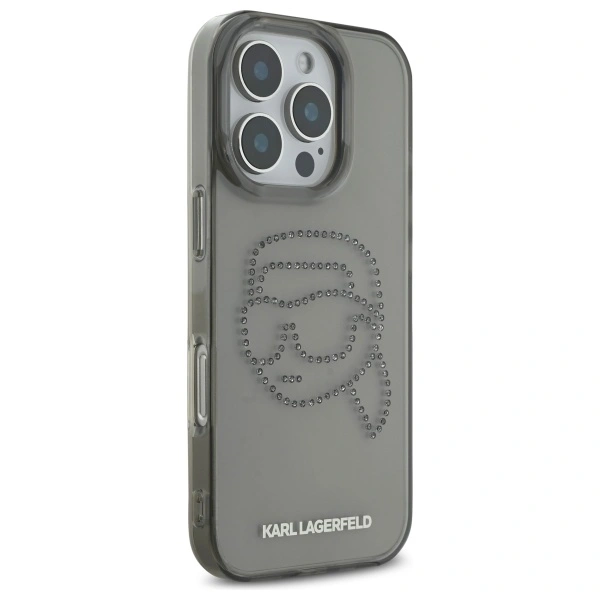 Kryt Karl Lagerfeld KLHCP16XHKHDCELK Apple iPhone 16 Pro Max hardcase IML Rhinestones Karl Head black