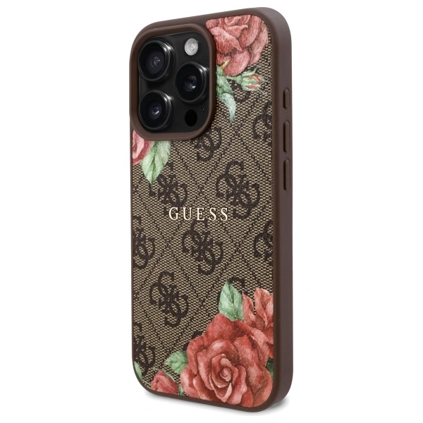 Kryt Guess GUHMP16LP4ROPEMCW Apple iPhone 16 Pro hardcase 4G Flowers Print MagSafe brown