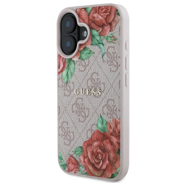 Kryt Guess GUHMP16SP4ROPEMCP Apple iPhone 16 hardcase 4G Flowers Print MagSafe pink