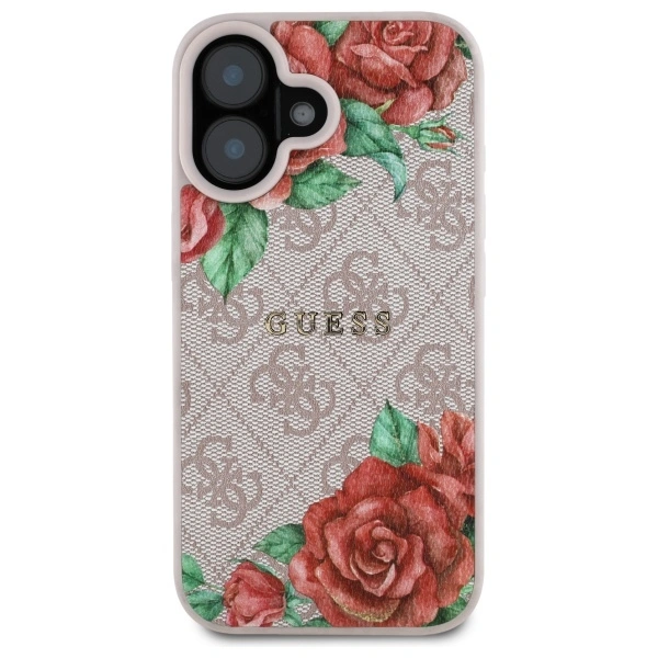 Kryt Guess GUHMP16SP4ROPEMCP Apple iPhone 16 hardcase 4G Flowers Print MagSafe pink