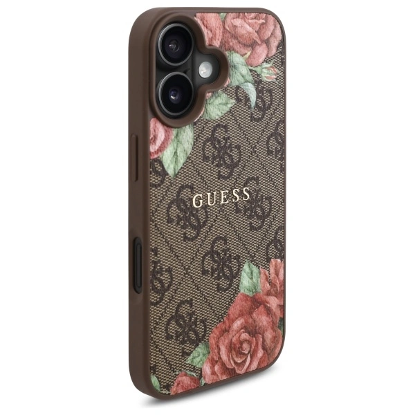 Kryt Guess GUHMP16SP4ROPEMCW Apple iPhone 16 hardcase 4G Flowers Print MagSafe brown