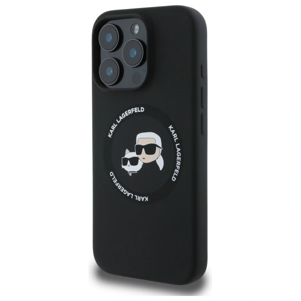 Kryt Karl Lagerfeld KLHMP16XSKCHTCK Apple iPhone 16 Pro Max hardcase Silicone Karl&Choupette Heads MagSafe black