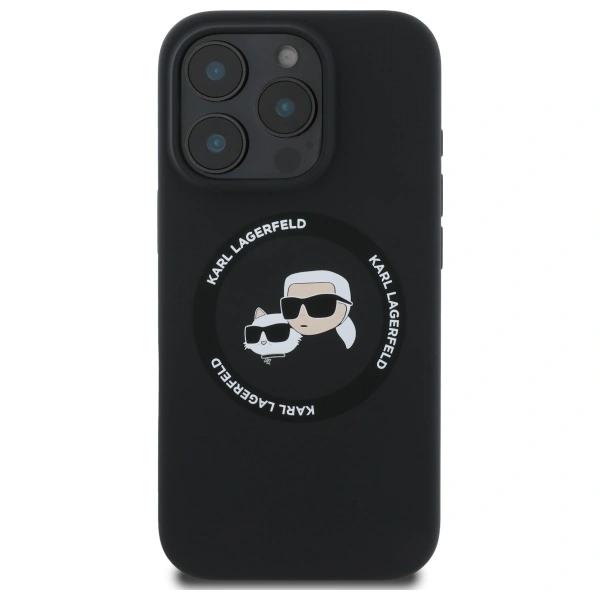 Kryt Karl Lagerfeld KLHMP16XSKCHTCK Apple iPhone 16 Pro Max hardcase Silicone Karl&Choupette Heads MagSafe black