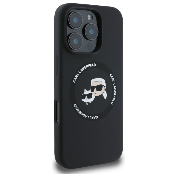Kryt Karl Lagerfeld KLHMP16XSKCHTCK Apple iPhone 16 Pro Max hardcase Silicone Karl&Choupette Heads MagSafe black