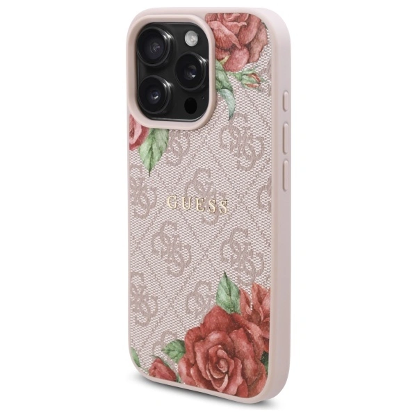 Kryt Guess GUHMP16XP4ROPEMCP Apple iPhone 16 Pro Max hardcase 4G Flowers Print MagSafe pink