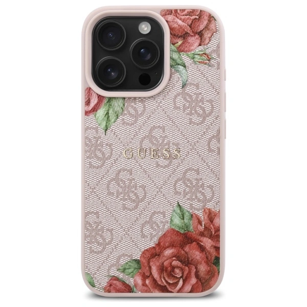 Kryt Guess GUHMP16XP4ROPEMCP Apple iPhone 16 Pro Max hardcase 4G Flowers Print MagSafe pink
