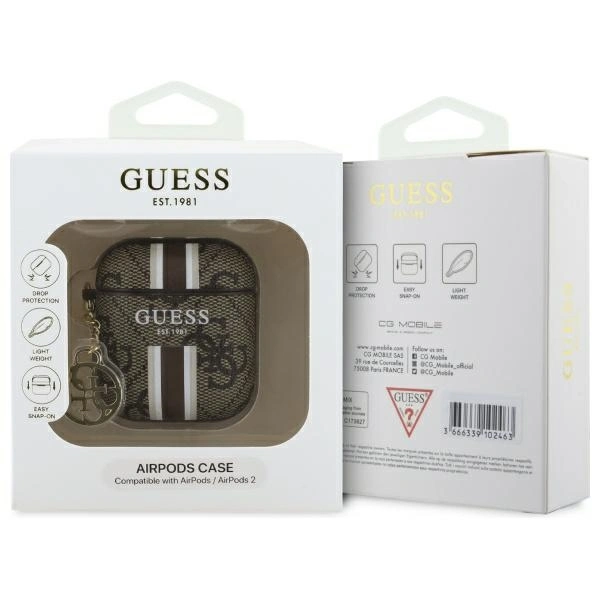 Kryt Guess GUA2P4RPSW Apple AirPods 1/2 cover 4G Printed Stripes Charm brown