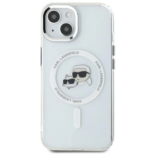 Kryt Karl Lagerfeld KLHMP14SHLSKCH Apple iPhone 14 hardcase IML Metal Karl&Choupette Head MagSafe white
