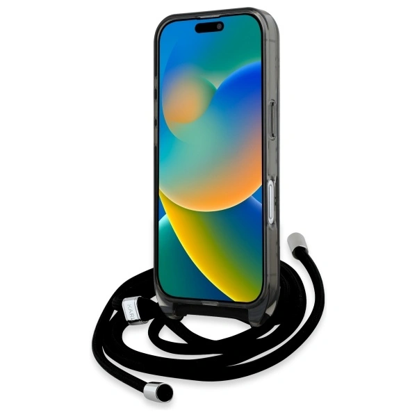 Kryt Karl Lagerfeld KLHMP16SHCKCKLCK Apple iPhone 16 hardcase IML Crossbody Monogram Karl & Choupette Head MagSafe black