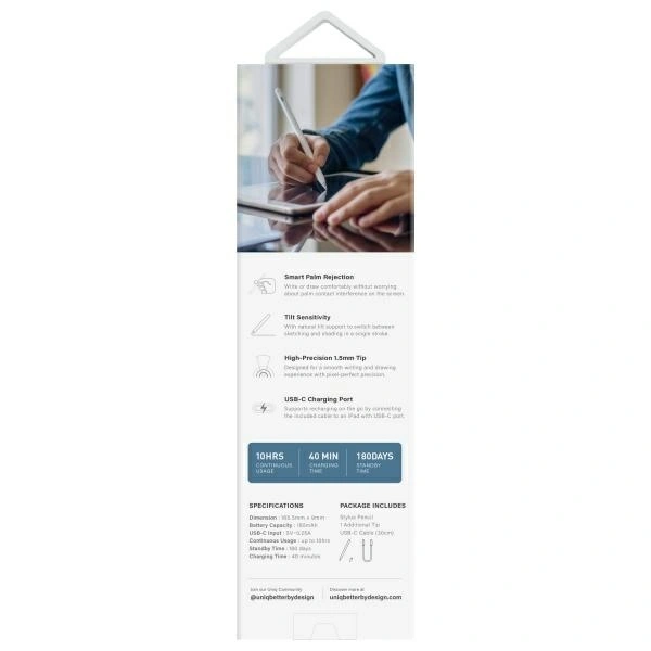 Kryt UNIQ Pixo Lite 2.0 magnetic stylus Apple iPad dove white