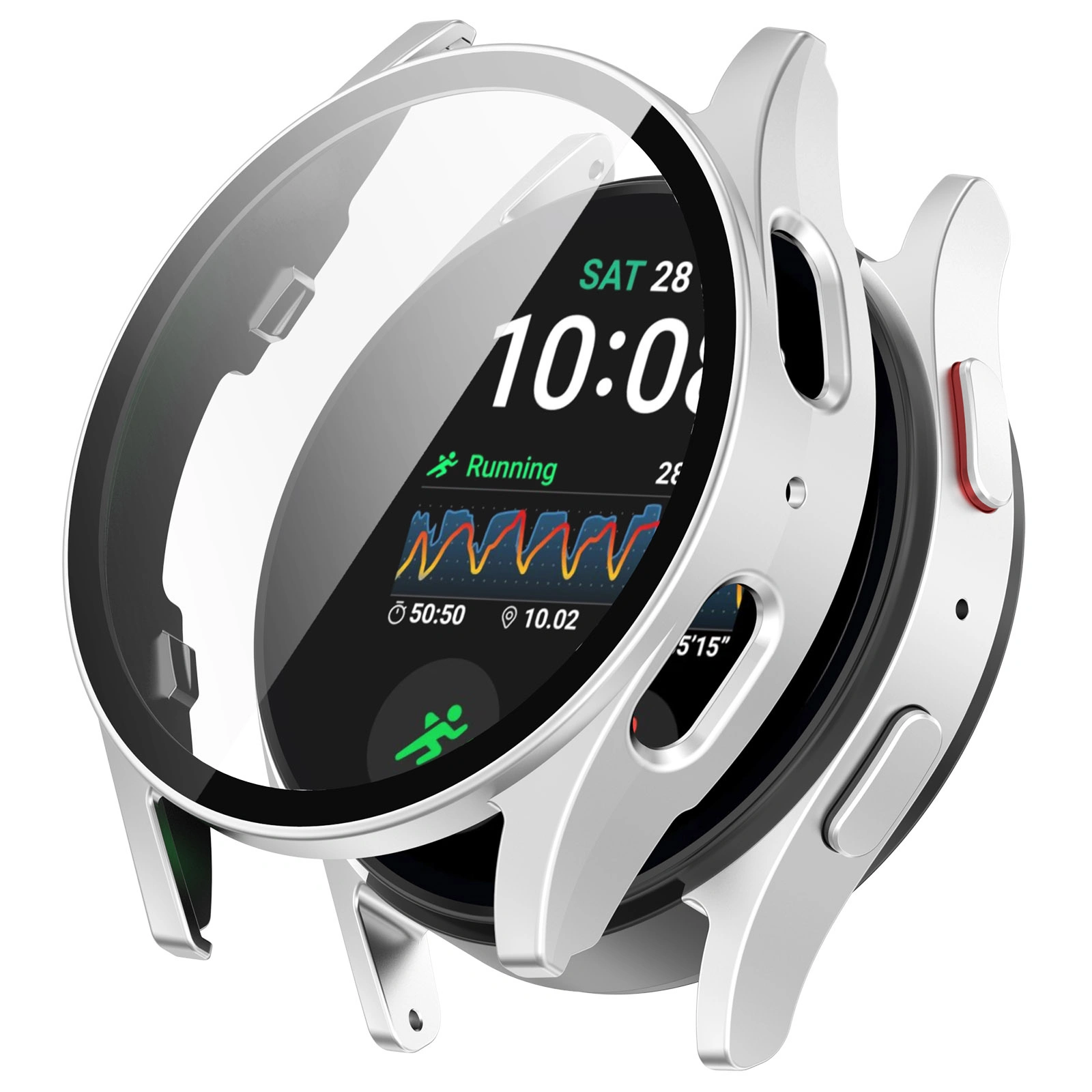 Kryt Bizon Case+Glass Watch Samsung Galaxy Watch 7 44 mm satin silver