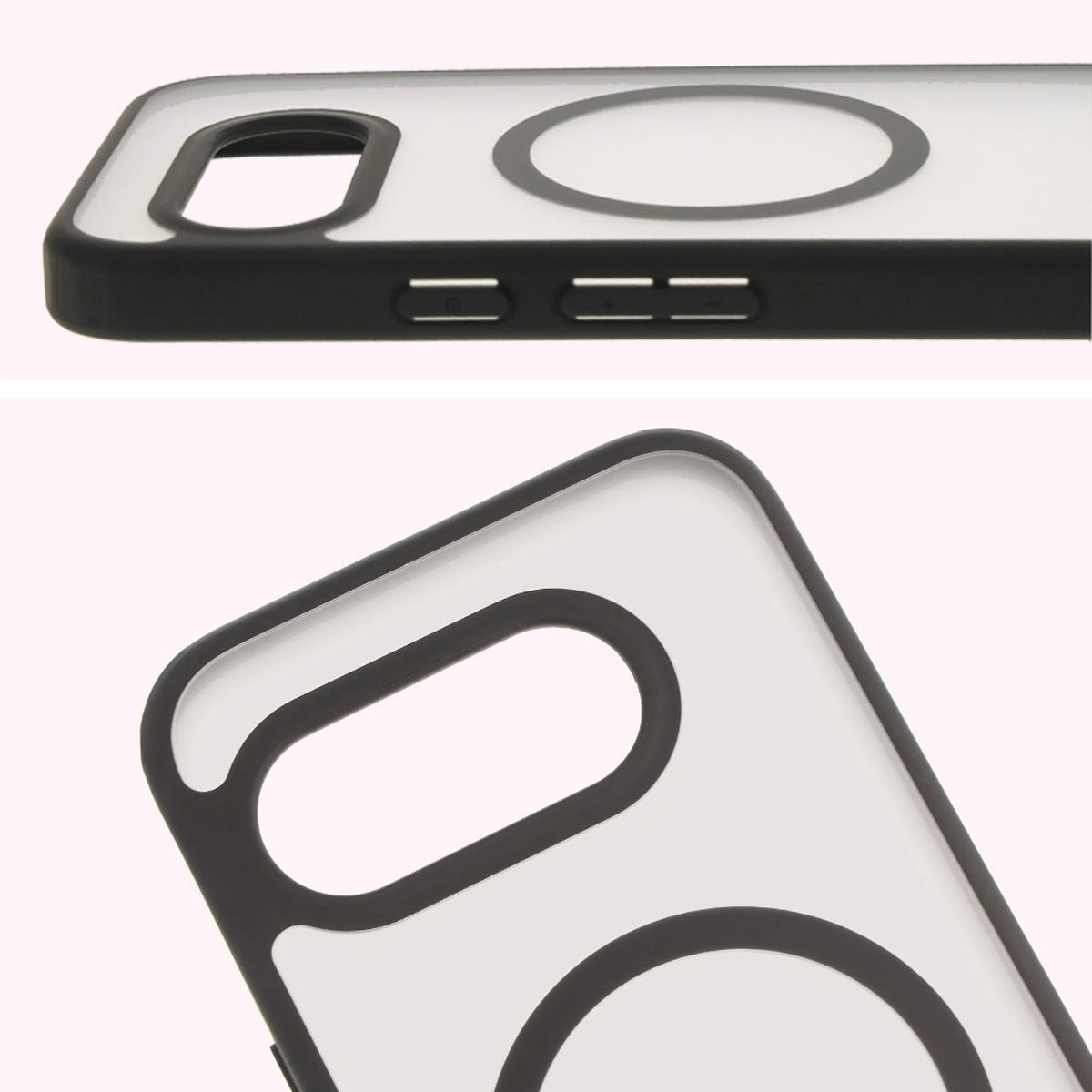Kryt Bizon Case MatteO Google Pixel 9a translucent with a black frame