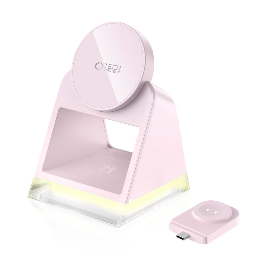 Bezdrátová nabíječka Tech-Protect QI15W-A43 3in1 Magnetic MagSafe Wireless Charger Baby Pink
