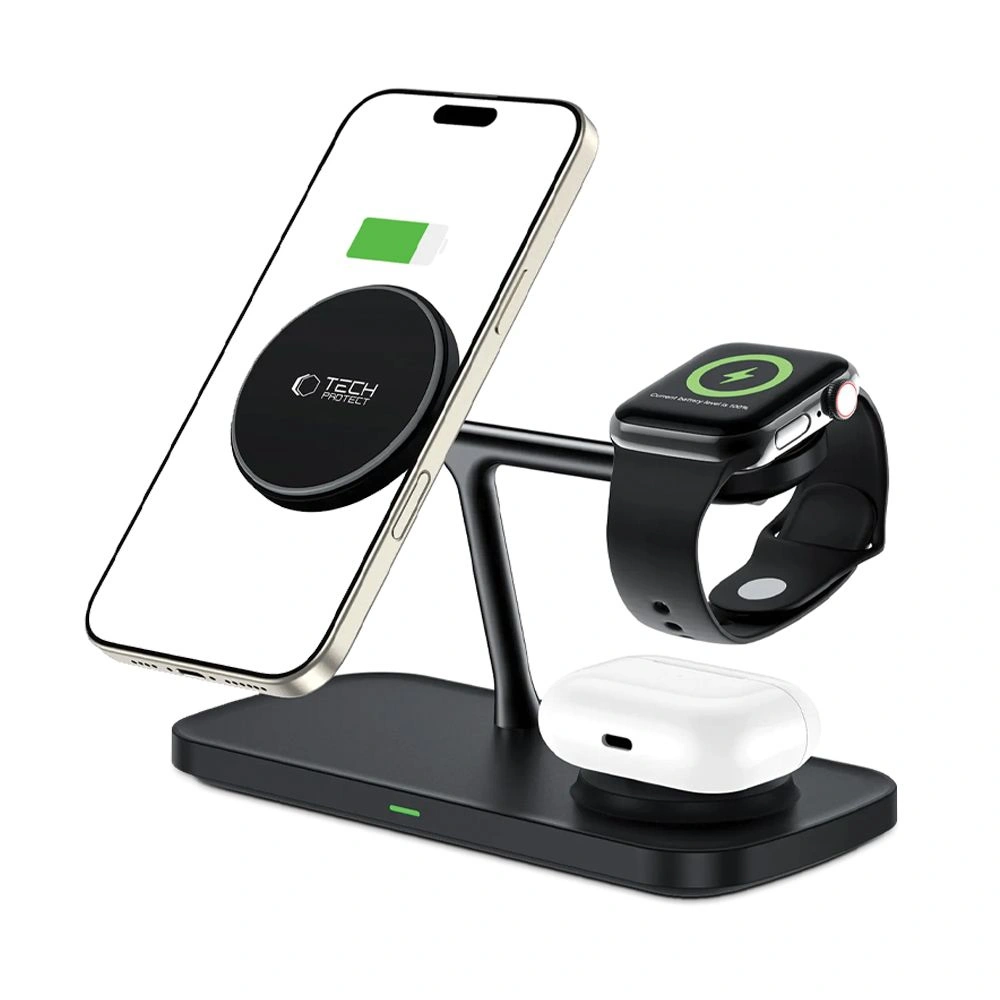Bezdrátová nabíječka Tech-Protect QI15W-A45 3in1 Magnetic MagSafe Wireless Charger Black